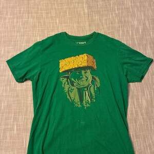 The Chive Chris Farley Cheesehead Graphic T-Shirt Green Size L